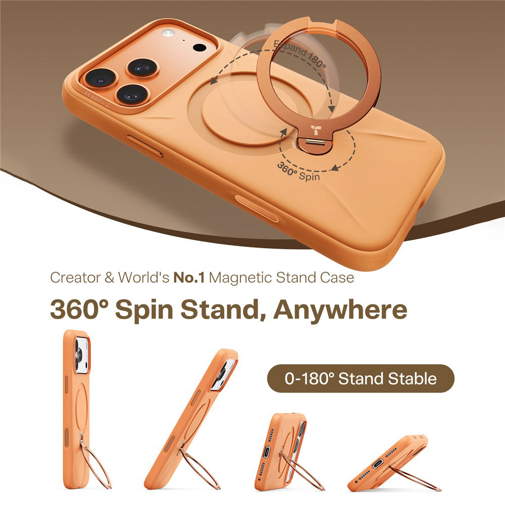 Husa MagSafe pentru Apple iPhone 17 Pro Max, Torras, QPRO Silicone, Portocalie