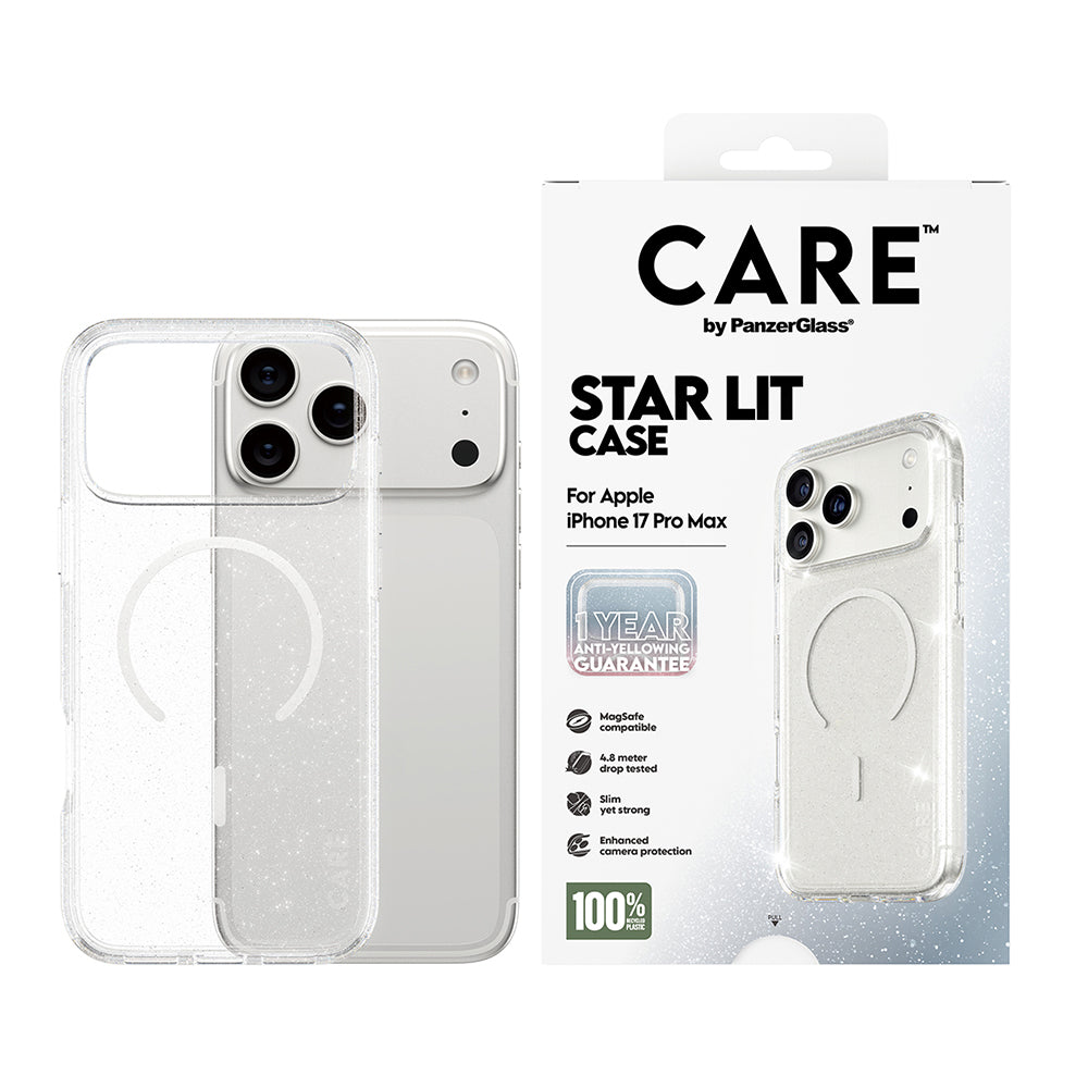 Husa MagSafe pentru Apple iPhone 17 Pro, PanzerGlass, Care Urban Explorer Star Lit, Transparenta Alba