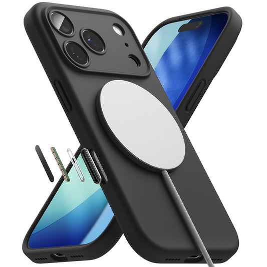 Husa MagSafe pentru Apple iPhone 17 Pro, Ringke, Silicone, Neagra