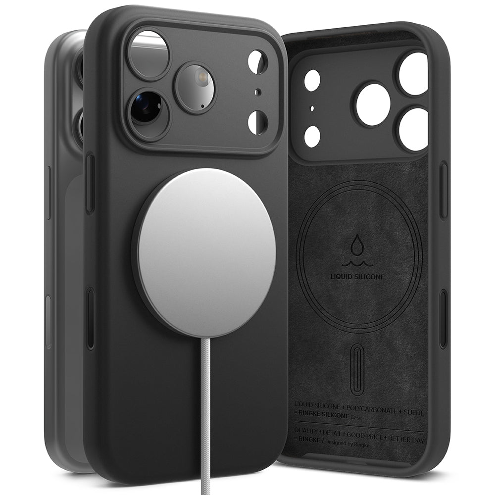 Husa MagSafe pentru Apple iPhone 17 Pro, Ringke, Silicone, Neagra