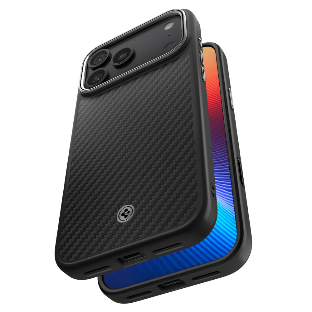 Husa MagSafe pentru Apple iPhone 17 Pro, Spigen, Enzo Aramid T, Neagra Argintie