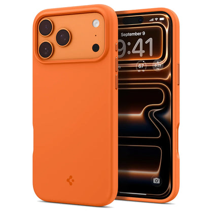 Husa MagSafe pentru Apple iPhone 17 Pro, Spigen, Silicone Fit, Portocalie ACS11379
