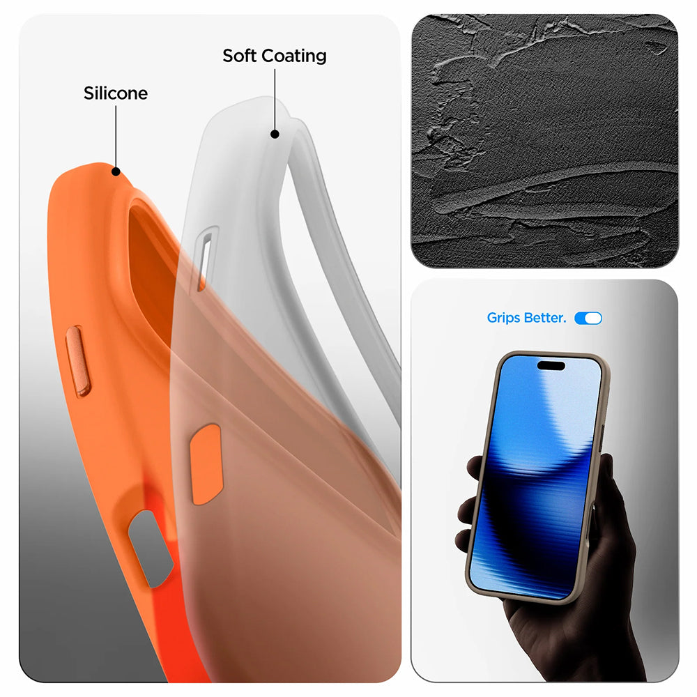 Husa MagSafe pentru Apple iPhone 17 Pro, Spigen, Silicone Fit, Portocalie ACS11379