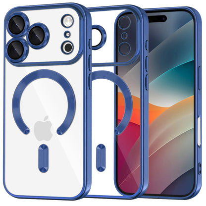 Husa MagSafe pentru Apple iPhone 17 Pro, Techsuit, Luxury Crystal, Albastra Inchis