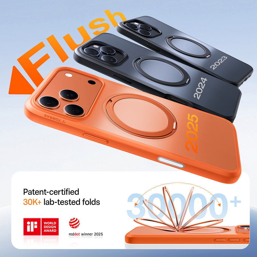 Husa MagSafe pentru Apple iPhone 17 Pro, Torras, Ostand Pro, Portocalie