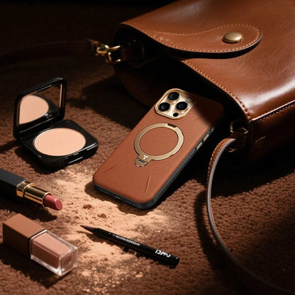 Husa MagSafe pentru Apple iPhone 17 Pro, Torras, QPRO Leather, Maro