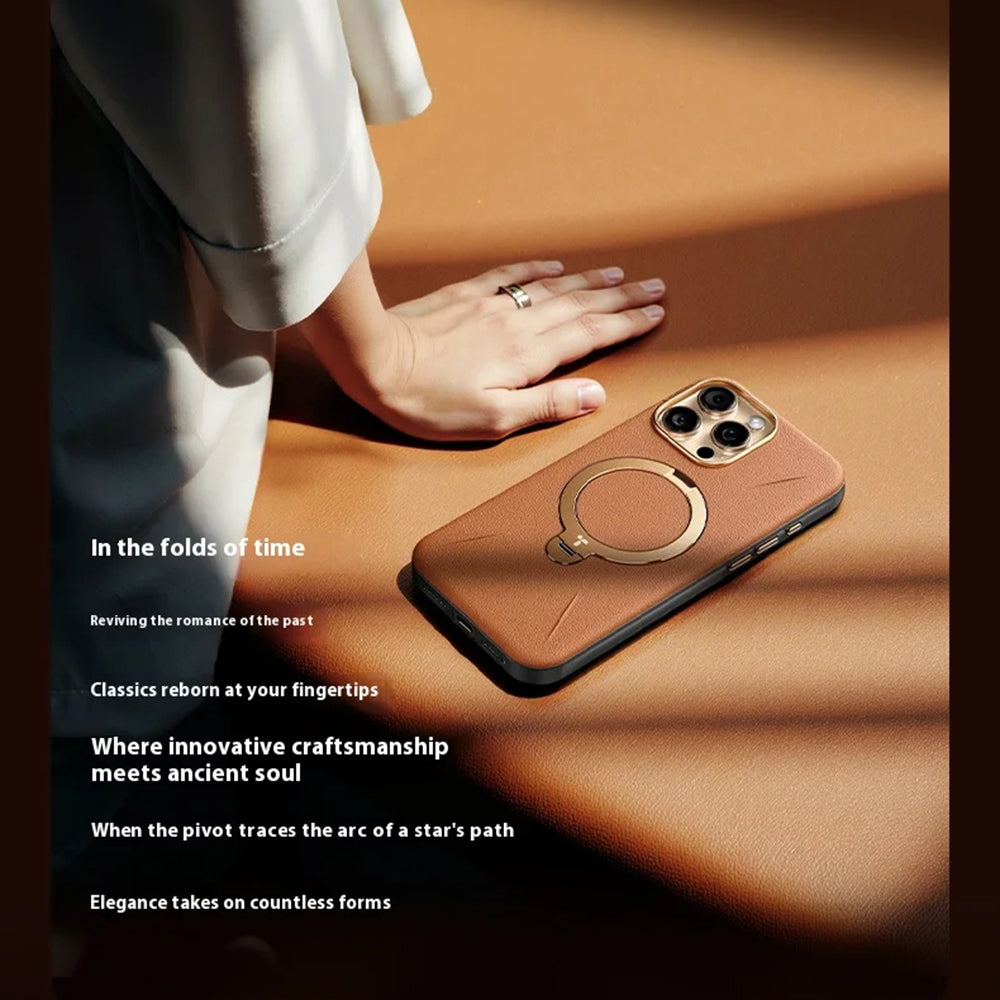 Husa MagSafe pentru Apple iPhone 17 Pro, Torras, QPRO Leather, Maro