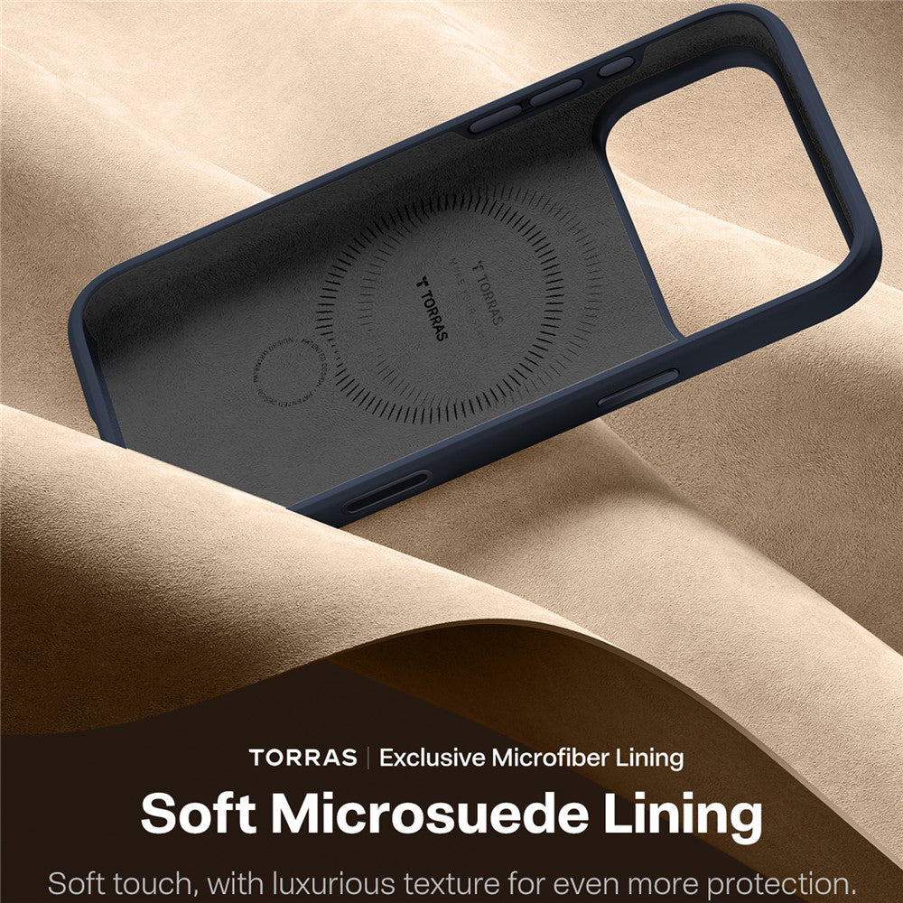 Husa MagSafe pentru Apple iPhone 17 Pro, Torras, QPRO Silicone, Bleumarin