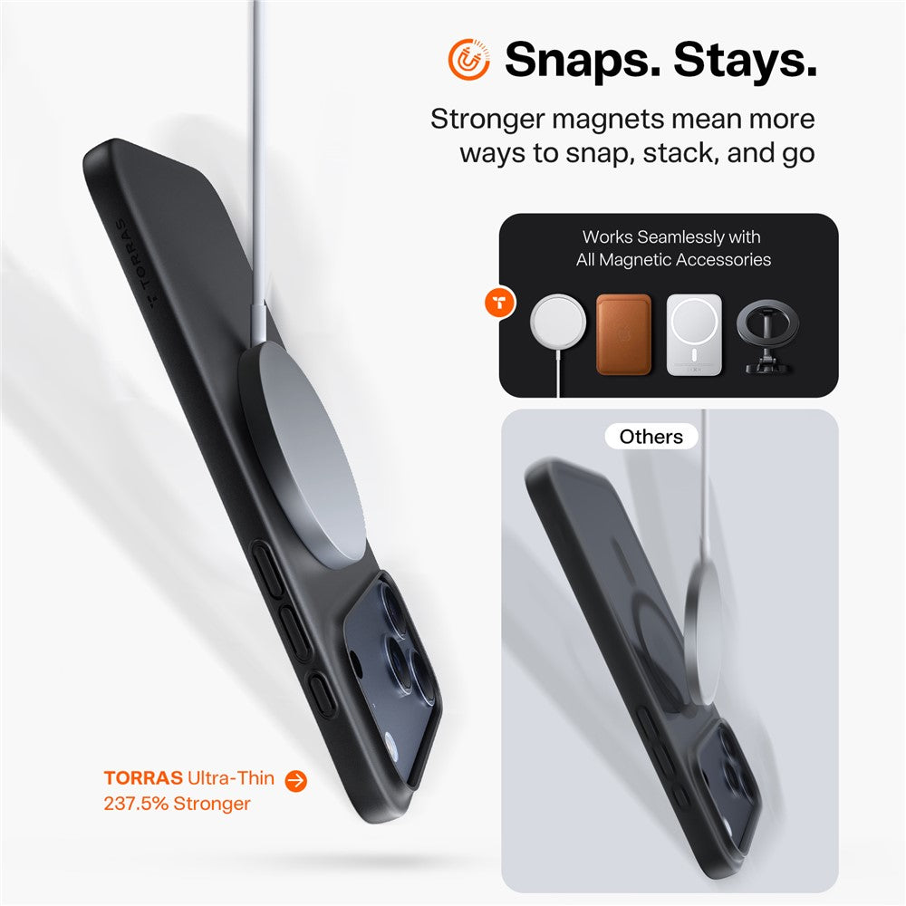 Husa MagSafe pentru Apple iPhone 17 Pro, Torras, SlimFit, Neagra