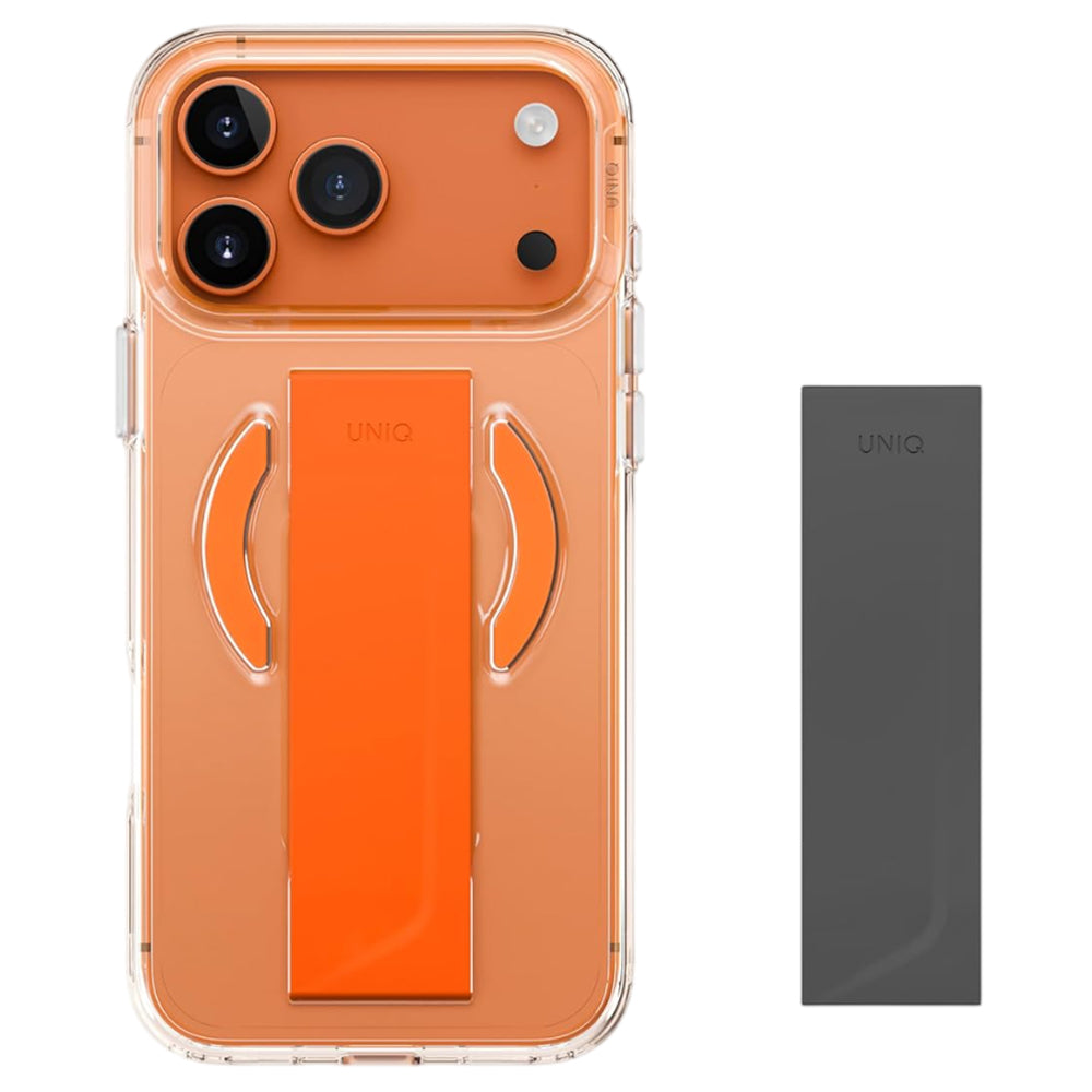 Husa MagSafe pentru Apple iPhone 17 Pro, UNIQ, Heldro Air MagClick, Transparenta Portocalie