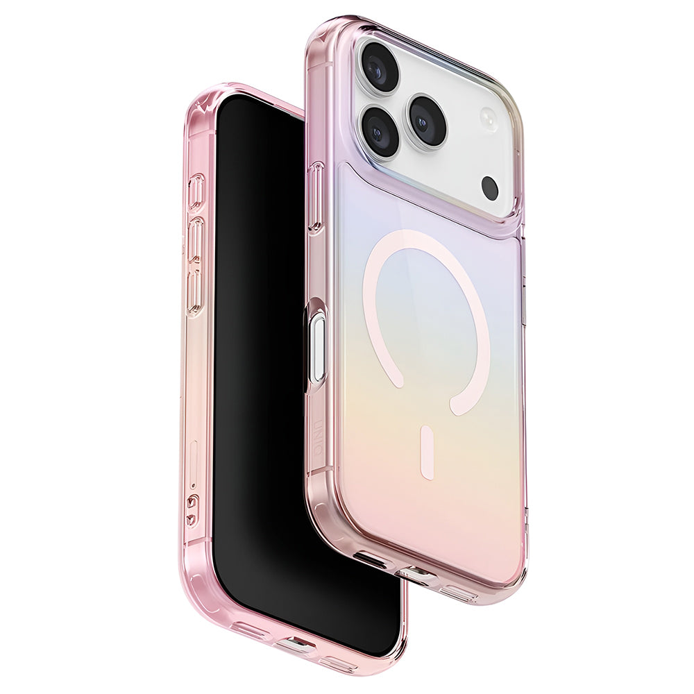 Husa MagSafe pentru Apple iPhone 17 Pro, UNIQ, Iridescia MagClick, Bleu Pastel