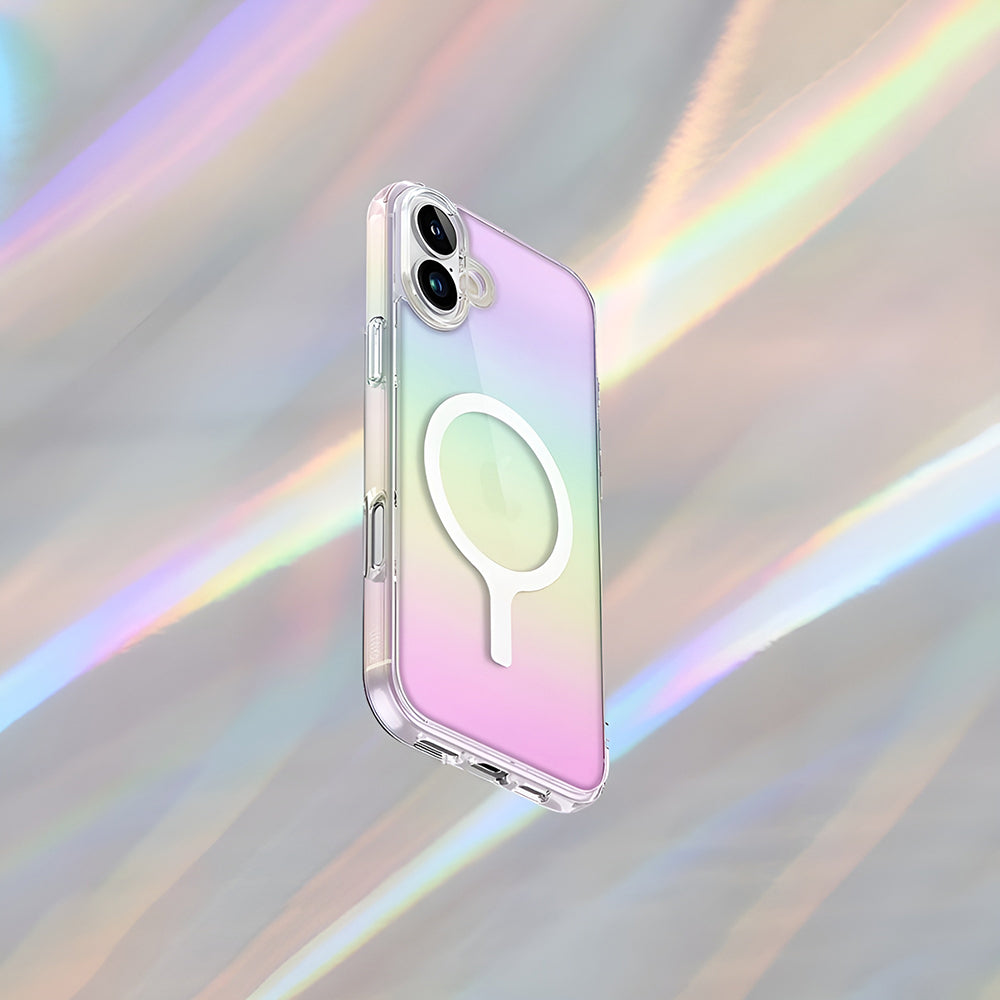 Husa MagSafe pentru Apple iPhone 17 Pro, UNIQ, Iridescia MagClick, Bleu Pastel