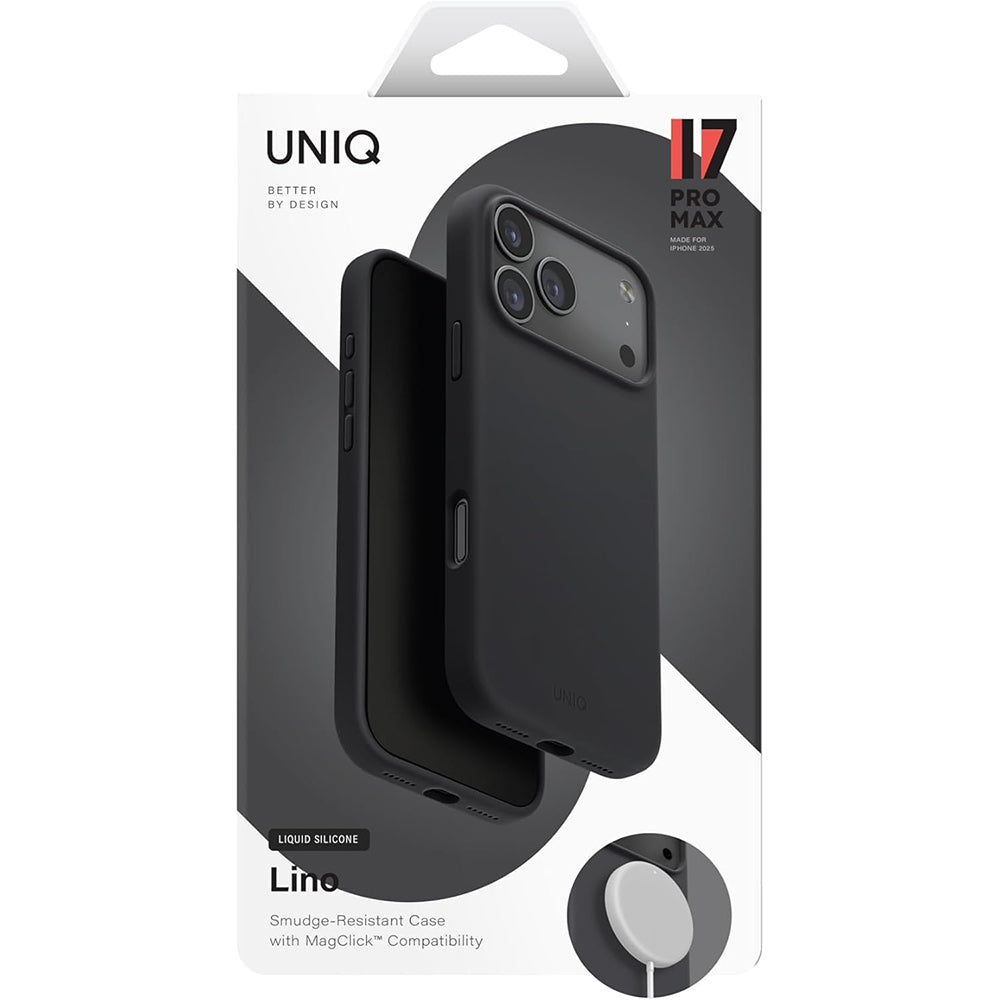 Husa MagSafe pentru Apple iPhone 17 Pro, UNIQ, Lino MagClick, Neagra