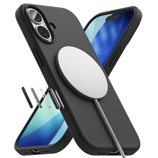 Husa MagSafe pentru Apple iPhone 17, Ringke, Silicone, Neagra