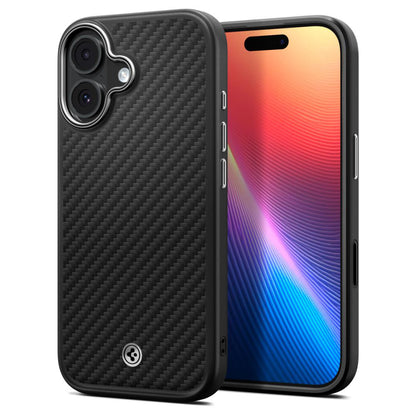 Husa MagSafe pentru Apple iPhone 17, Spigen, Enzo Aramid T, Neagra Argintie