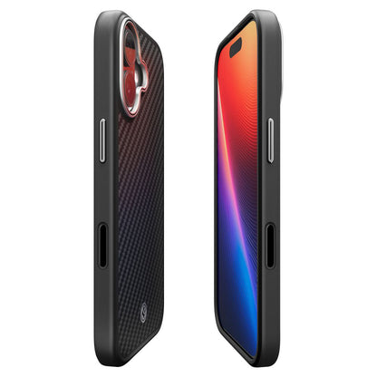 Husa MagSafe pentru Apple iPhone 17, Spigen, Enzo Aramid T, Neagra Argintie