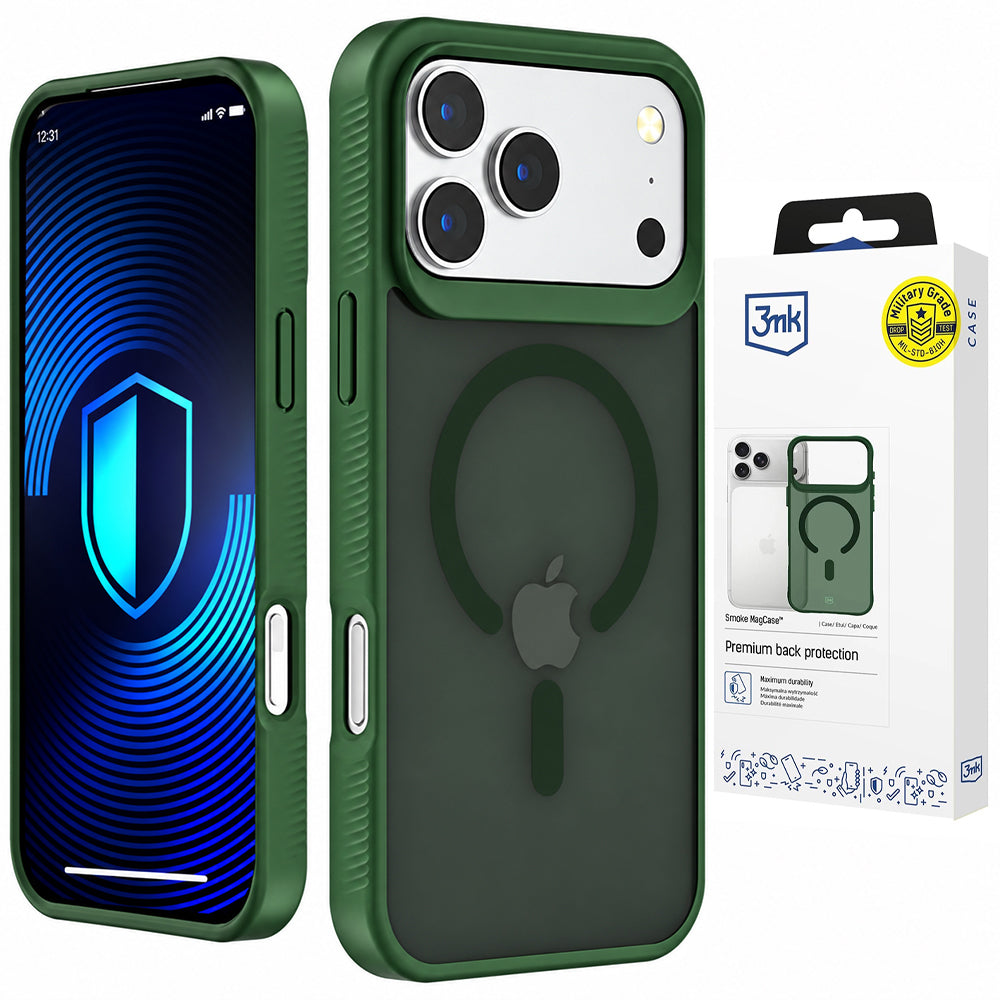 Husa MagSafe pentru Apple iPhone 18 Pro / 17 Pro, 3MK, Smoke MagCase, Verde
