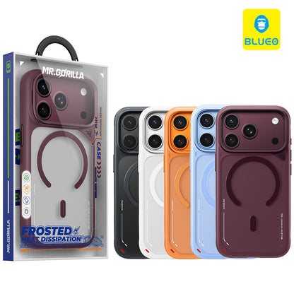 Husa MagSafe pentru Apple iPhone 18 Pro / 17 Pro, Blueo, Heat Dissipation Stand, Portocalie Satinata
