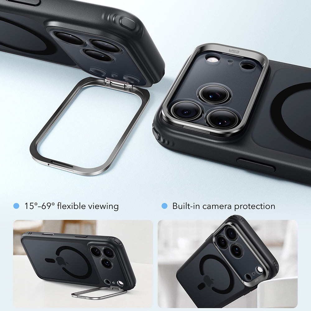 Husa MagSafe pentru Apple iPhone 18 Pro / 17 Pro, ESR, Classic Hybrid Kickstand, Neagra Satinata