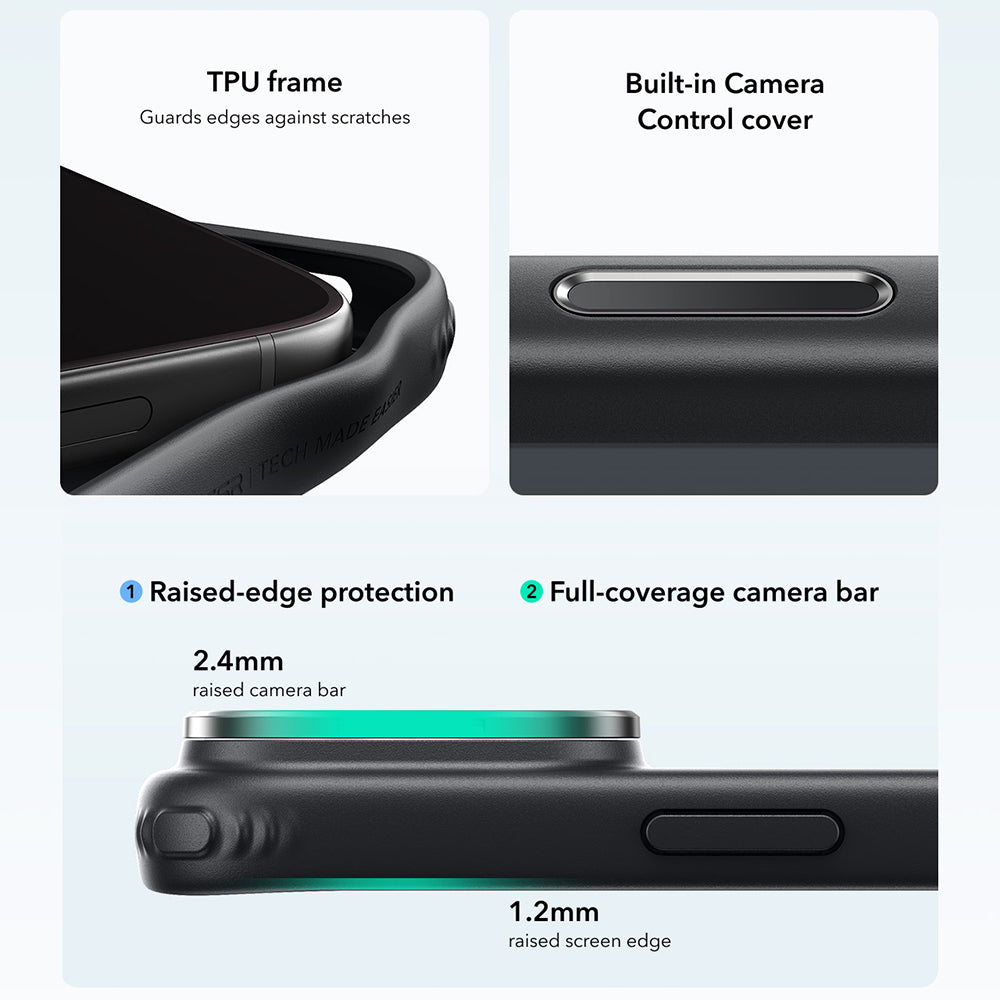 Husa MagSafe pentru Apple iPhone 18 Pro / 17 Pro, ESR, Classic Hybrid Kickstand, Neagra Transparenta