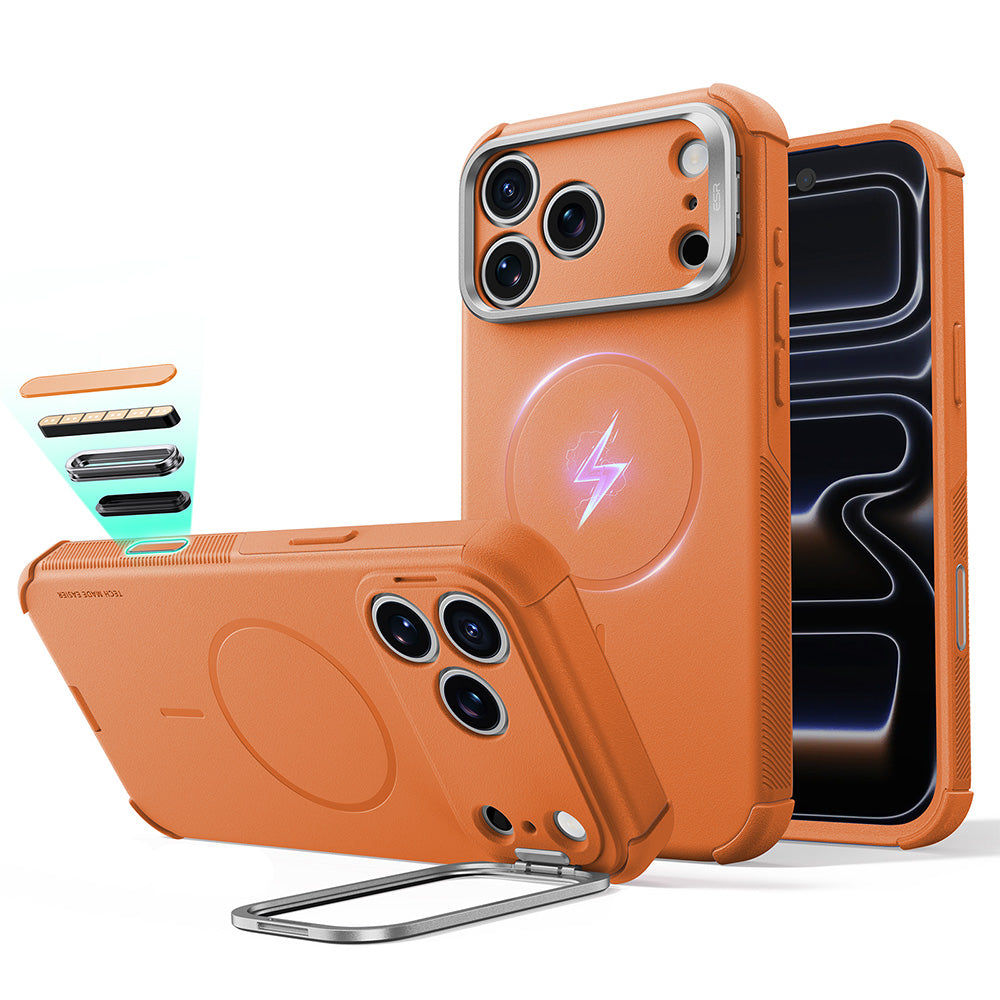 Husa MagSafe pentru Apple iPhone 18 Pro / 17 Pro, ESR, Cyber Armor Kickstand, Portocalie