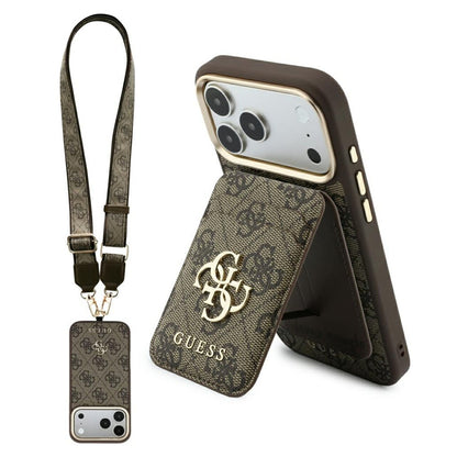 Husa MagSafe pentru Apple iPhone 18 Pro / 17 Pro, Guess, 4G Cardslot & Big Strap, Maro