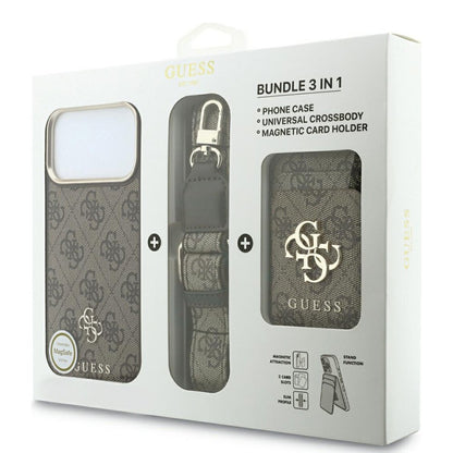 Husa MagSafe pentru Apple iPhone 18 Pro / 17 Pro, Guess, 4G Cardslot & Big Strap, Maro
