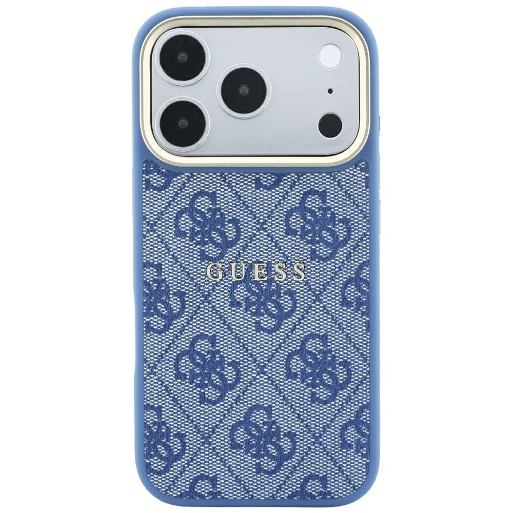Husa MagSafe pentru Apple iPhone 18 Pro / 17 Pro, Guess, 4G Embossed Classic, Albastra