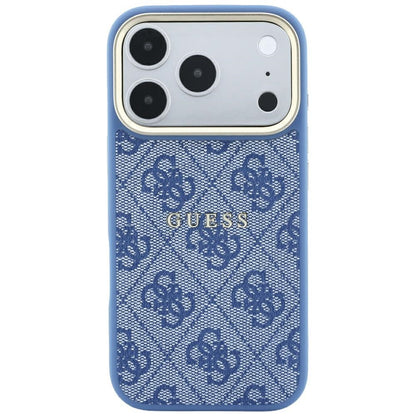 Husa MagSafe pentru Apple iPhone 18 Pro / 17 Pro, Guess, 4G Embossed Classic, Albastra