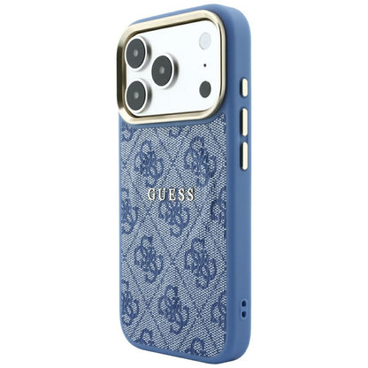 Husa MagSafe pentru Apple iPhone 18 Pro / 17 Pro, Guess, 4G Embossed Classic, Albastra