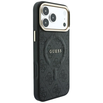 Husa MagSafe pentru Apple iPhone 18 Pro / 17 Pro, Guess, 4G Embossed Classic, Neagra