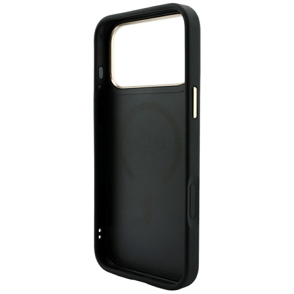 Husa MagSafe pentru Apple iPhone 18 Pro / 17 Pro, Guess, 4G Embossed Classic, Neagra
