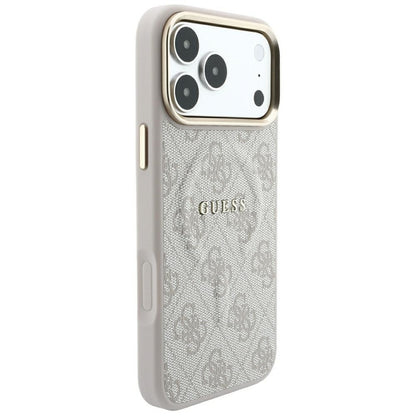Husa MagSafe pentru Apple iPhone 18 Pro / 17 Pro, Guess, 4G Embossed Classic, Roz