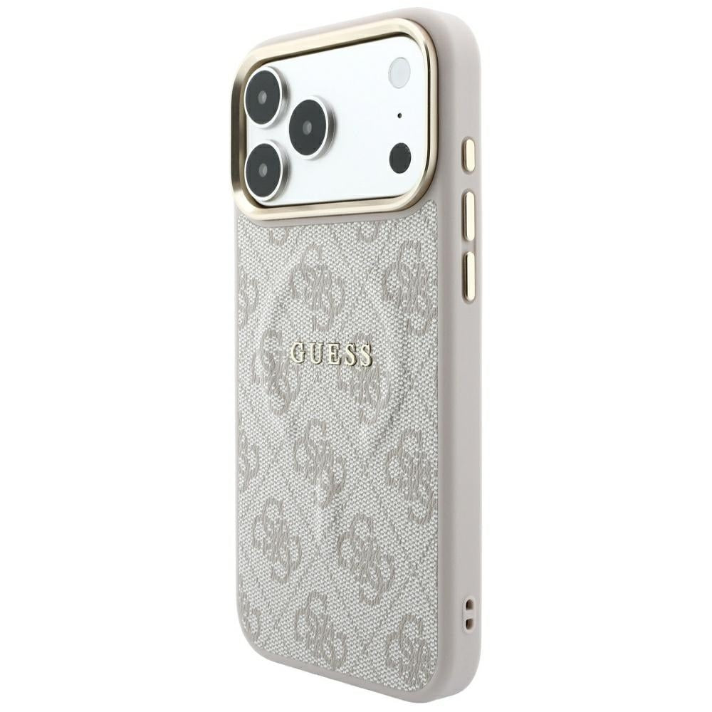 Husa MagSafe pentru Apple iPhone 18 Pro / 17 Pro, Guess, 4G Embossed Classic, Roz