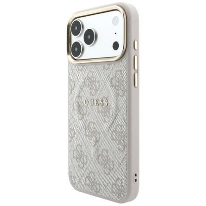 Husa MagSafe pentru Apple iPhone 18 Pro / 17 Pro, Guess, 4G Embossed Classic, Roz