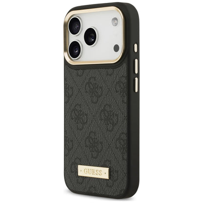 Husa MagSafe pentru Apple iPhone 18 Pro / 17 Pro, Guess, 4G Logo Plate, Neagra