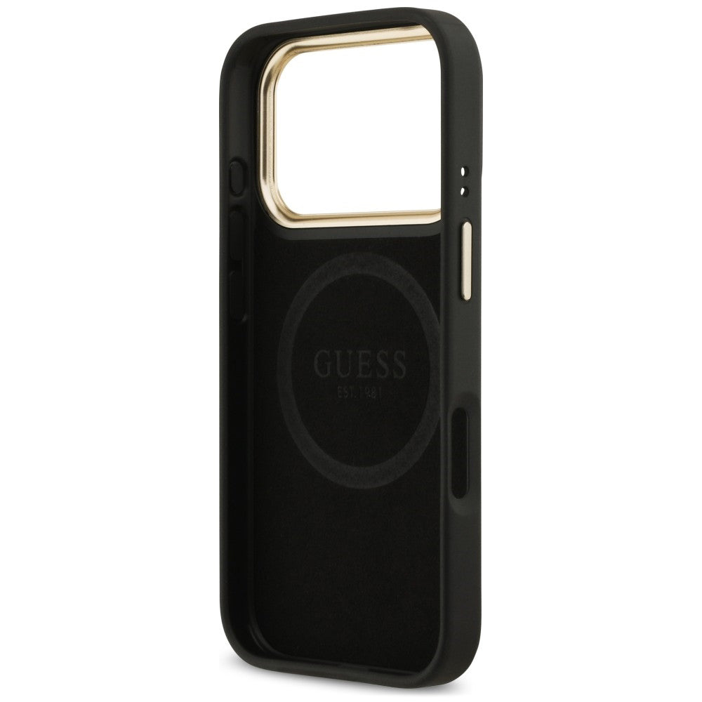 Husa MagSafe pentru Apple iPhone 18 Pro / 17 Pro, Guess, 4G Logo Plate, Neagra