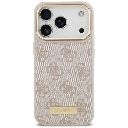Husa MagSafe pentru Apple iPhone 18 Pro / 17 Pro, Guess, 4G Logo Plate, Roz