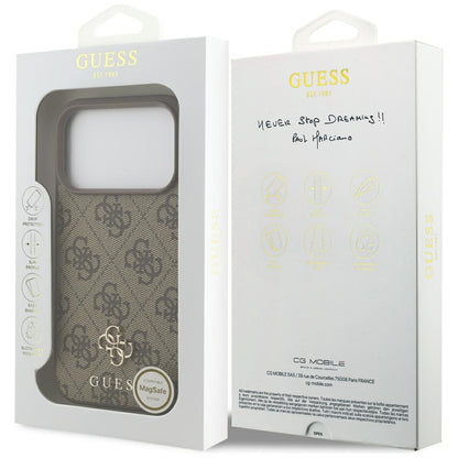 Husa MagSafe pentru Apple iPhone 18 Pro / 17 Pro, Guess, 4G Small and Classic, Maro
