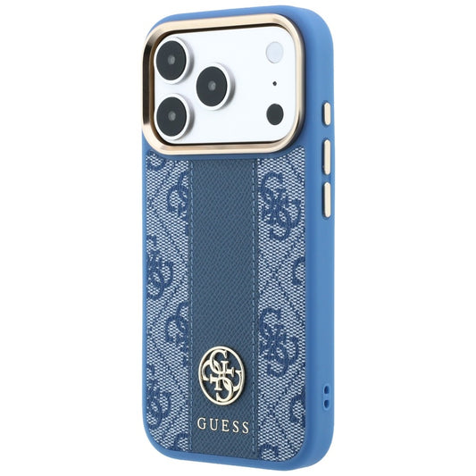 Husa MagSafe pentru Apple iPhone 18 Pro / 17 Pro, Guess, 4G Stripe Round Classic Logo, Albastra