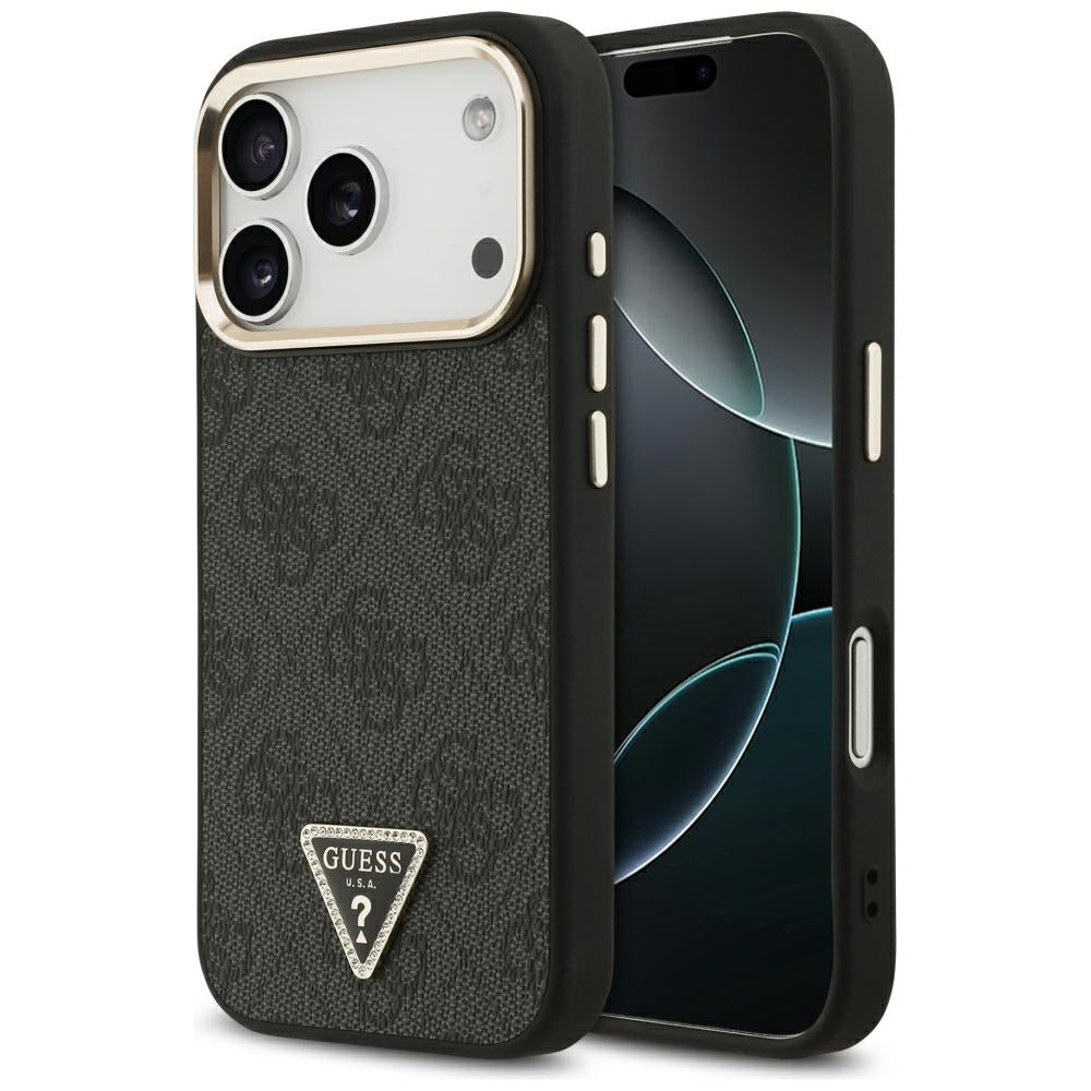 Husa MagSafe pentru Apple iPhone 18 Pro / 17 Pro, Guess, 4G Triangle Logo, Neagra