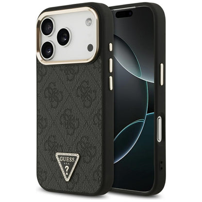 Husa MagSafe pentru Apple iPhone 18 Pro / 17 Pro, Guess, 4G Triangle Logo, Neagra