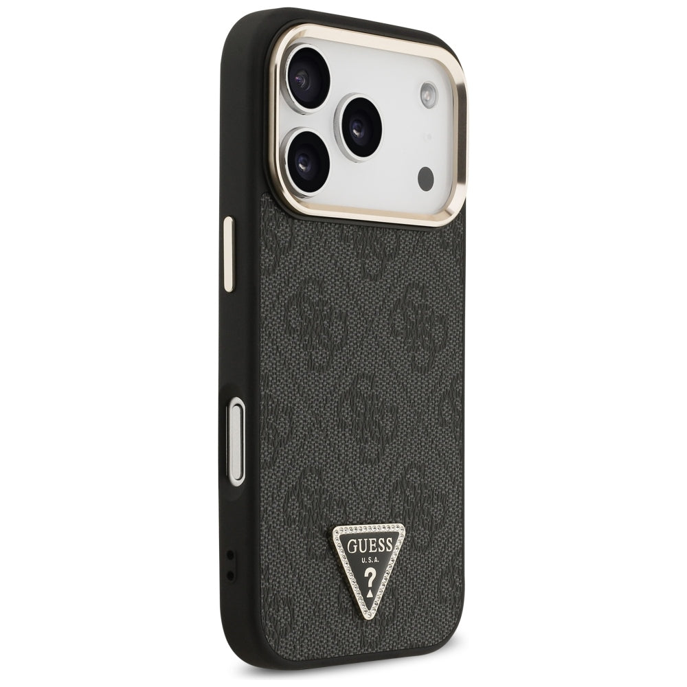 Husa MagSafe pentru Apple iPhone 18 Pro / 17 Pro, Guess, 4G Triangle Logo, Neagra