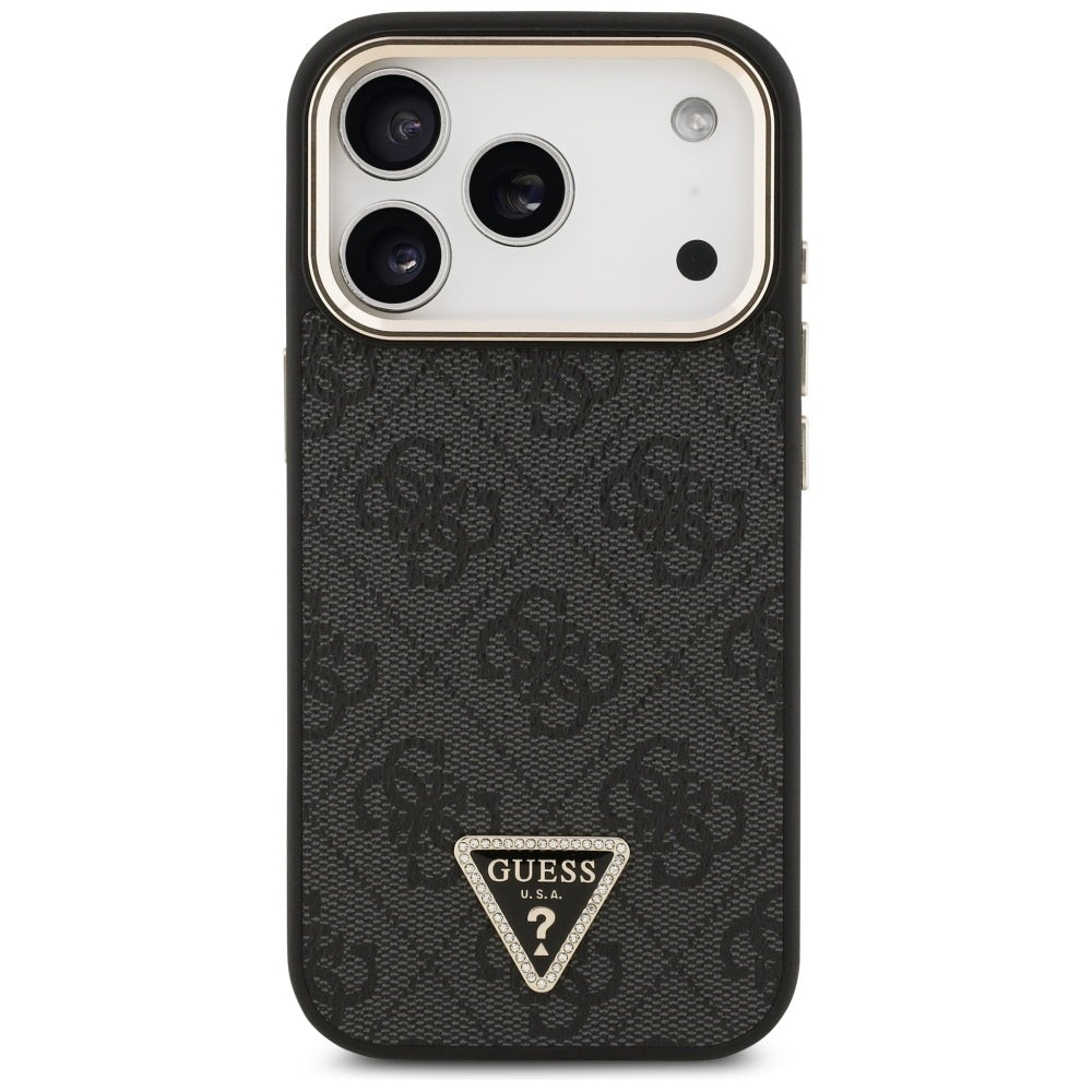 Husa MagSafe pentru Apple iPhone 18 Pro / 17 Pro, Guess, 4G Triangle Logo, Neagra