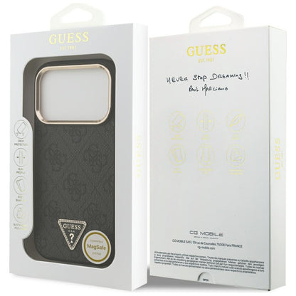 Husa MagSafe pentru Apple iPhone 18 Pro / 17 Pro, Guess, 4G Triangle Logo, Neagra