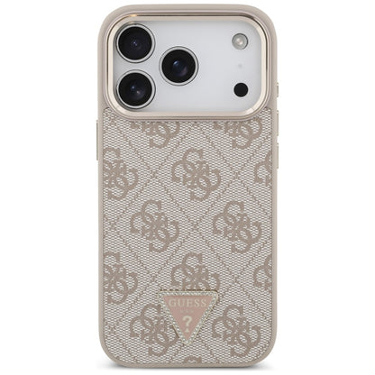 Husa MagSafe pentru Apple iPhone 18 Pro / 17 Pro, Guess, 4G Triangle Logo, Roz Aurie