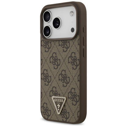 Husa MagSafe pentru Apple iPhone 18 Pro / 17 Pro, Guess, 4G Triangle Strass, Maro