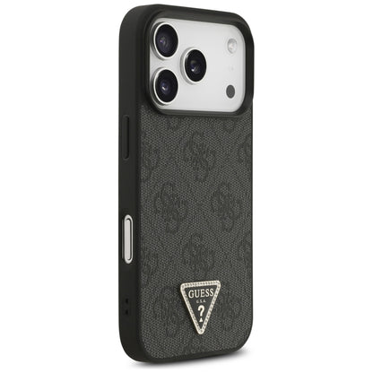 Husa MagSafe pentru Apple iPhone 18 Pro / 17 Pro, Guess, 4G Triangle Strass, Neagra