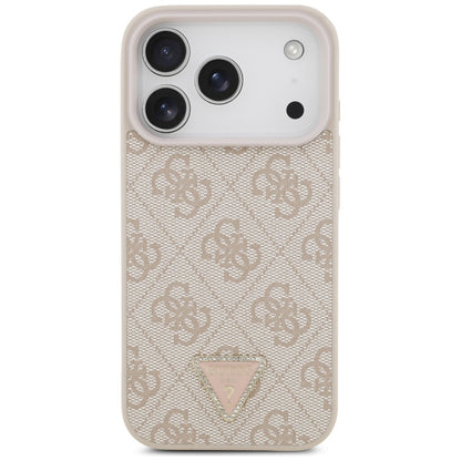 Husa MagSafe pentru Apple iPhone 18 Pro / 17 Pro, Guess, 4G Triangle Strass, Roz