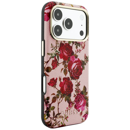 Husa MagSafe pentru Apple iPhone 18 Pro / 17 Pro, Guess, Blossom Roses Print, Roz